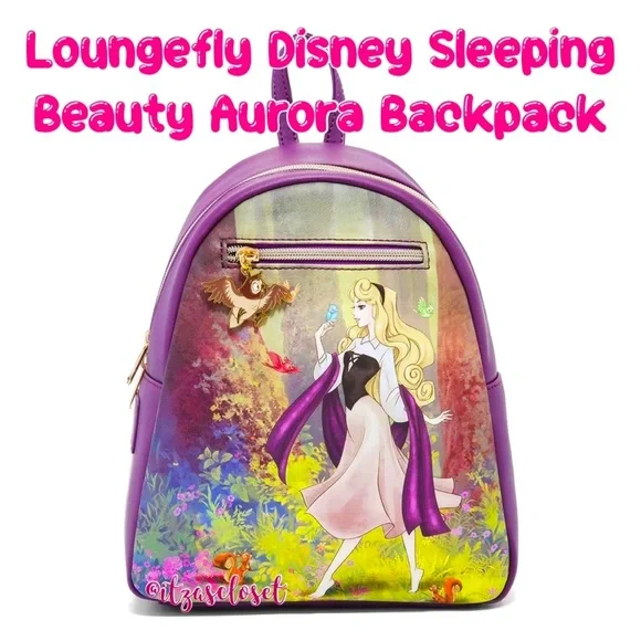 Loungefly Disney Sleeping Beauty Aurora Illustration Mini Backpack + Owl Charm. DISNEY main image 3
